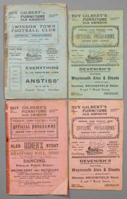 Four Swindon Town 1920s F.A. Cup tie home programmes,

Blackburn Rovers 28th January 1922 (FAC2), Bradford P.A. 12th January 1924 (FAC1), Burnley 8th 