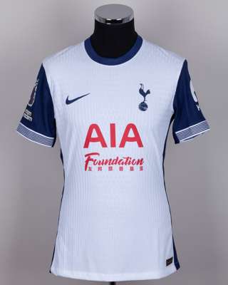 Son Heung-Min white and blue No.7 Tottenham Hotspur v. Manchester United shirt, 2025