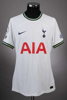Harry Kane white Tottenham Hotspur no.10 jersey v Aston Villa, played at Tottenham Hotspur Stadium, 1st January 2023,
 match-worn, Nike, short-sleeved