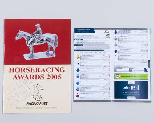 Two Aidan O'Brien signed horse racing programmes