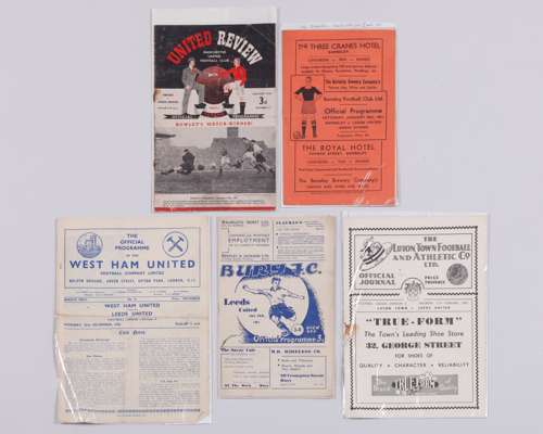 Five Leeds United away match programmes, 1950-51