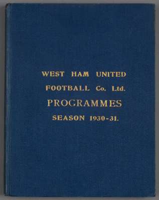 Bound volume of West Ham United home programmes season 1930-31,
 comprising first team (Football League Div 1) and reserves (London Combination), plus