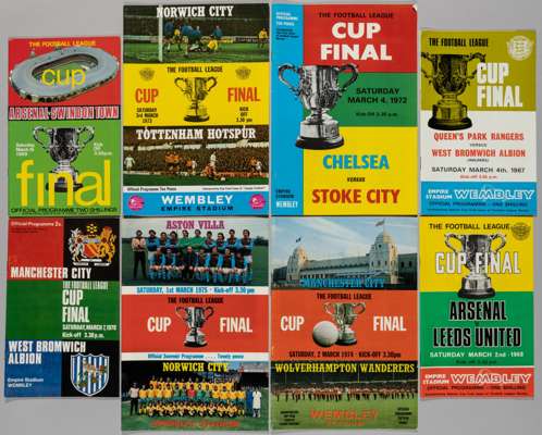 Football League Cup Finals programmes, 1967-84,
 continuous run includes all replays, Queens Park Rangers v West Bromwich Albion 4th March 1967, etc.,