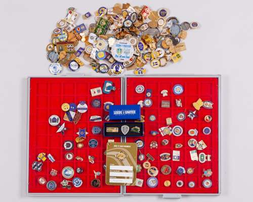 A large collection of mainly Leeds United enamel lapel badges
