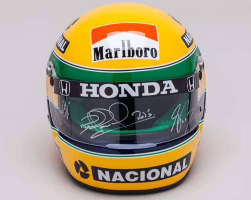 Ayrton Senna 1991 McLaren Replica Helmet - Signed by Nigel Mansell & Alain Prost