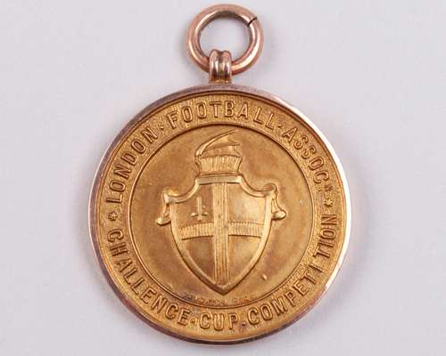 Joe Johnson 9ct gold London F.A. Challenge Cup runners-up medal, 1922-23