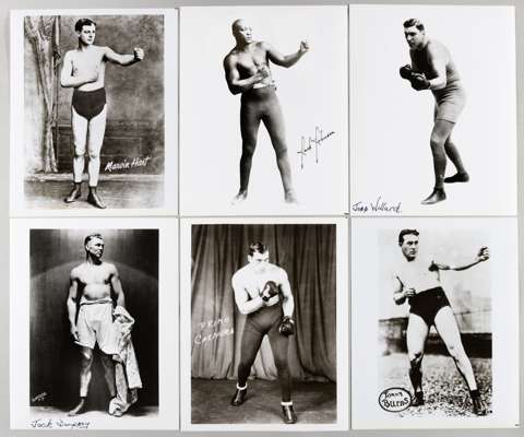 Boxing Heavyweight Champions photographs; a complete collection of 23 b&w 10 by 8in. photographs of World Heavyweight Champion boxers between 1885 and