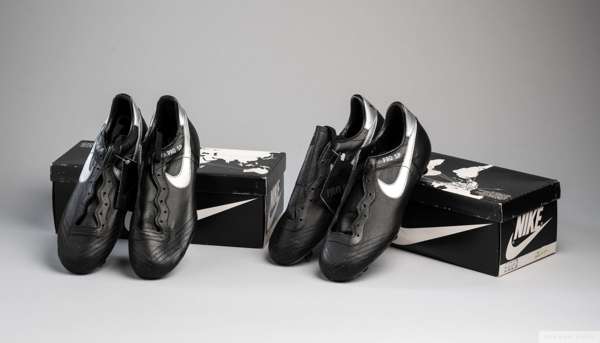 Two pairs of vintage Nike PRO III football boots, 
 size 39, black and silver, model 17712, in original boxes, boxes marked with incorrect size inform