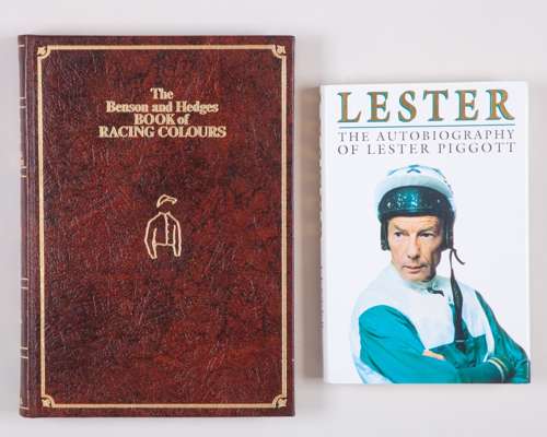 Two books signed by the jockey Lester Piggott