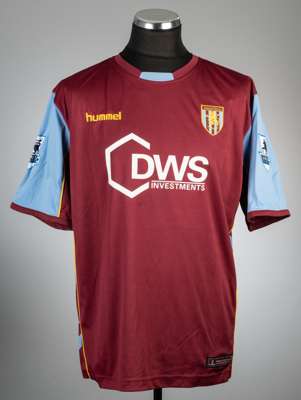Wilfred Bouma claret and blue Aston Villa no.16 home jersey, season 2005-06,
 Hummel, short-sleeved with BARCLAYS PREMIERSHIP sleeve badges, club cres