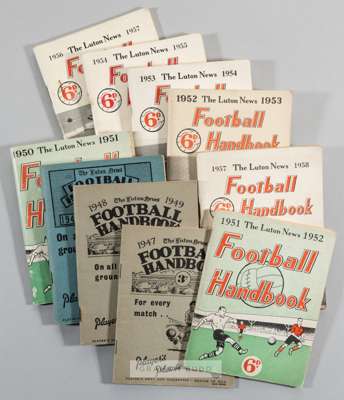 Luton Town football handbooks dating between seasons 1926-27 and 1962-63,
 not a complete run, 1926-27, 1927-28, 1928-29, 1932-33 missing back cover, 