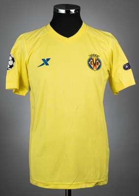 Mubarak Wakaso yellow Villarreal UEFA Champions League no.18 jersey v Manchester City, played at Etihad Stadium, on 18th October 2011,
 match-issue, X