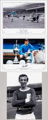 Manchester City - Bell, Book and Summerbee, three Large 16 by 12in. signed Limited Edition display photographs, 

Colin Bell colour Ltd Ed No 36/75 sc