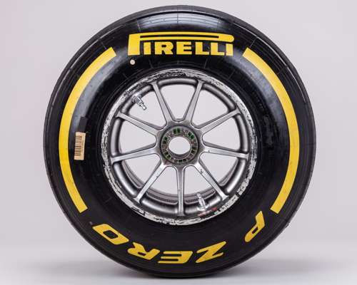 Max Verstappen 2021 Red Bull Racing Yellow Medium Compound Used Front Right Wheel & Tyre