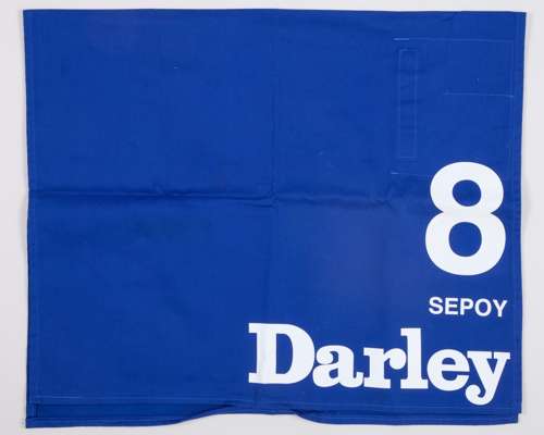 The No.8 number cloth race-used by Sepoy in the 2012 July Cup at Newmarket