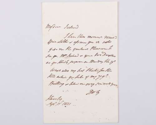 Signed manuscript letter from the 12th Earl of Derby after whom the Epsom Derby is named