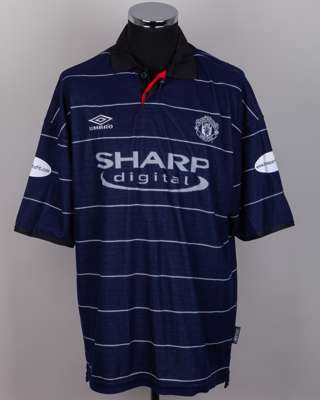 Teddy Sherringham blue No.10 Manchester United autographed short-sleeved shirt, 1999