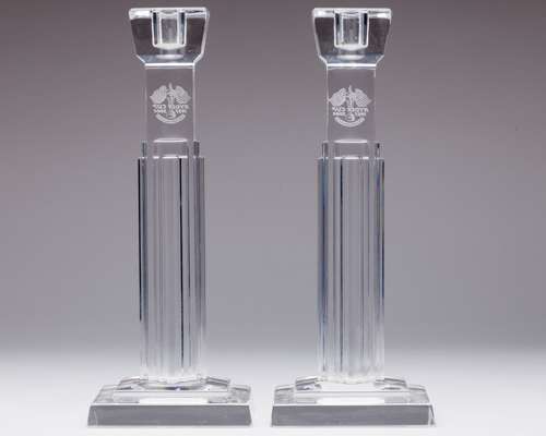 John O'Leary a pair of Waterford 2004 Ryder Cup Oakland Hills lead crystal candlesticks