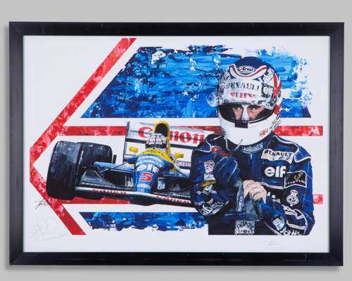 Nigel Mansell Signed Williams Limited Edition Print - by David Johnson
