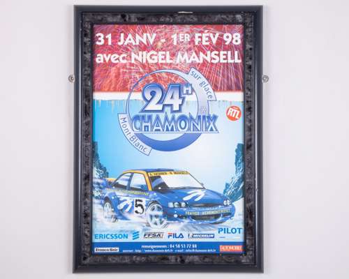 Nigel Mansell 1998 Sur Glace 24 Hour Chamonix Mont-Blanc Rally Framed Poster