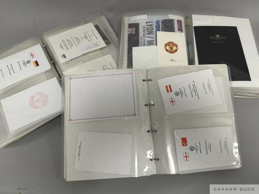 Three albums containing menus for dinners attended by Manchester United club officials dating between 1990 and 2010,
 one album pre-2000, two albums p