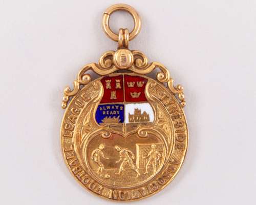 William Wakes 9ct gold and enamel Tyneside F.A. Winners medal, 1933-34