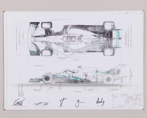 Mercedes-AMG Petronas Motorsport 2019 Signed Technical Drawing
