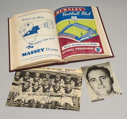 Bound volume of home programmes for Burnley's 1959-60 Football League Division One winning season together with autographs of the championship team,
 