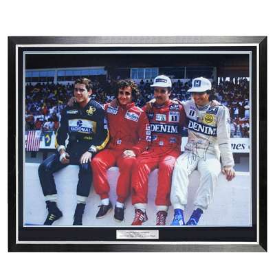 Nigel Mansell, Alain Prost & Nelson Piquet Signed Large Framed Photo – Wall of Champions