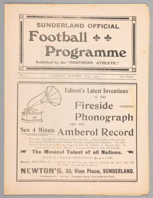 Sunderland v Chelsea programme 30th October 1909,  

 F.L. Division One fixture