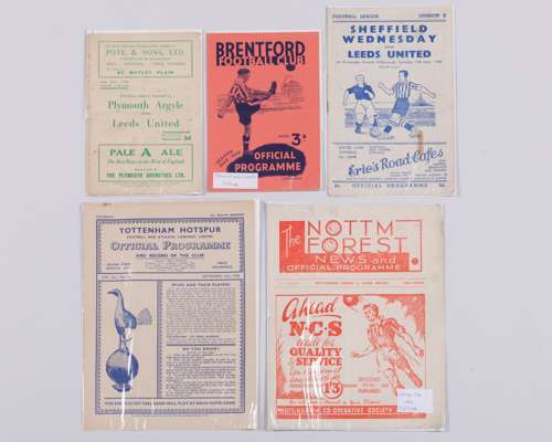Five Leeds United away match programmes, 1948