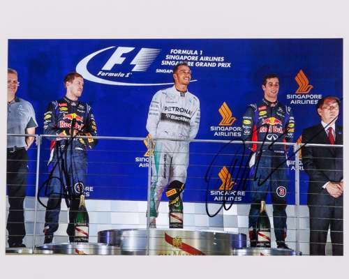 Sebastian Vettel & Daniel Riccardo Signed A4 Photo