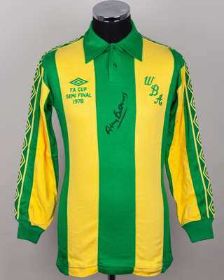 Ally Brown yellow and green No.8 West Bromwich Albion F.A.Cup semi-final shirt, 1978
