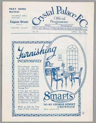 Crystal Palace v South Shields programme 14th April 1923,  

F.L. Division Two fixture