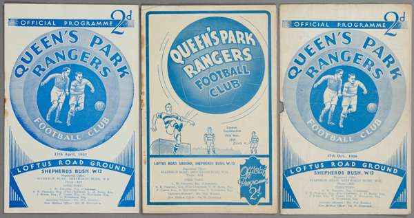 Three QPR reserves home programmes,  

London Combination v Arsenal 19th December 1936, Fulham 17th April 1937 and Bristol City 19th November 1938