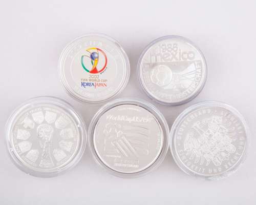 David Will - five white-metal or silver World Cup coins
