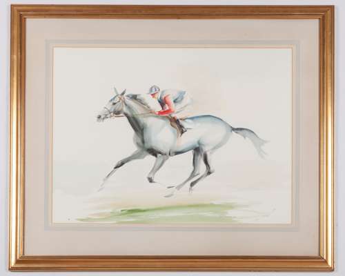 John Skeaping (British, 1901-1980) watercolour of a racehorse and jockey