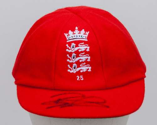 Ben Duckett red England Red For Ruth match worn autographed cap