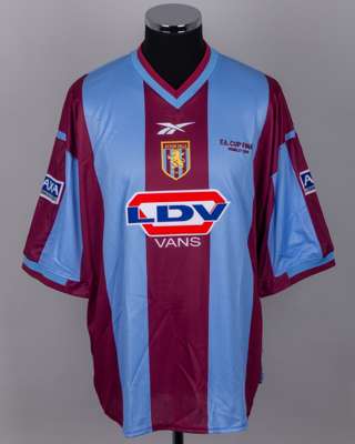 Alan Thompson claret and blue No.11 Aston Villa match issued F.A.Cup Final shirt, 2000