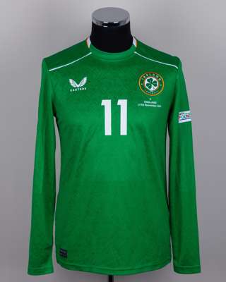 Michael Johnston green No.11 Republic of Ireland match issued short-sleeved shirt, 2024