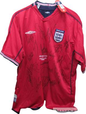 ENGLAND 2002 World Cup away shirt with Argentina v England