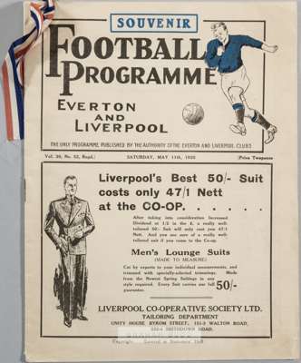 England v Wales and Ireland XI George V Jubilee Match programme, played at Goodison Park, 11th May 1935, personal copy of the Preston North End goalke