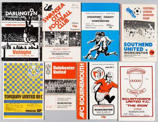 Workington last season in League 1976-77,
 full set of home league matches (23) v Stockport County Football League Cup, away full set league (23) and 