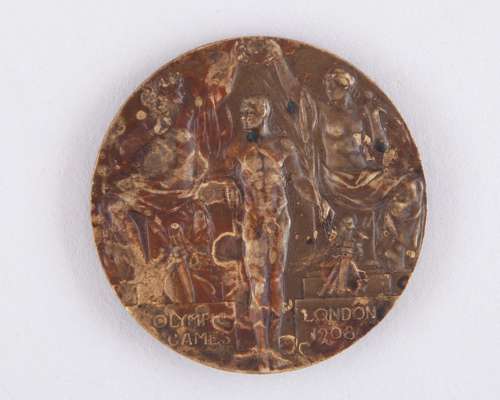 London 1908 Olympic Games Clay Birds bronze medal, designed by Bertram Mackennal