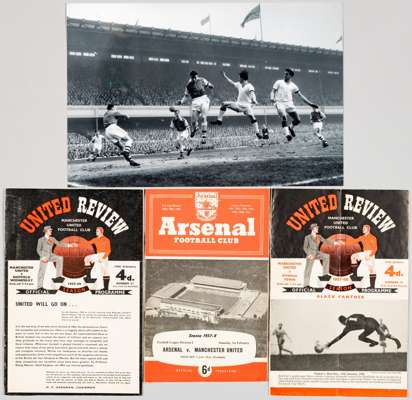 Three Manchester United match programmes from 1958,
 including v Ipswich Town on 25th January 1958, last home match before Munich, signed by Albert Sc