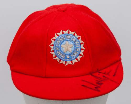 Washington Sundar red India Red For Ruth match worn autographed cap