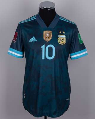 Lionel Messi blue No.10 Argentina v. Peru match issued short-sleeved shirt, 2021
