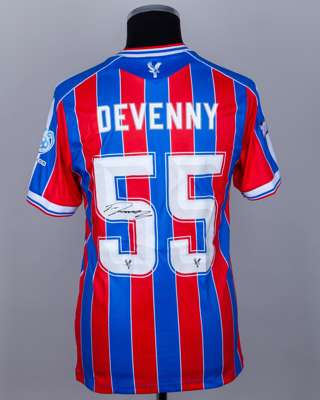 J.Devenny red and blue No.55 Crystal Palace v. Liverpool Community Shield match issued shirt