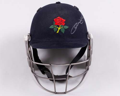 Andrew Flintoff match worn signed Lancashire County Cricket Club helmet