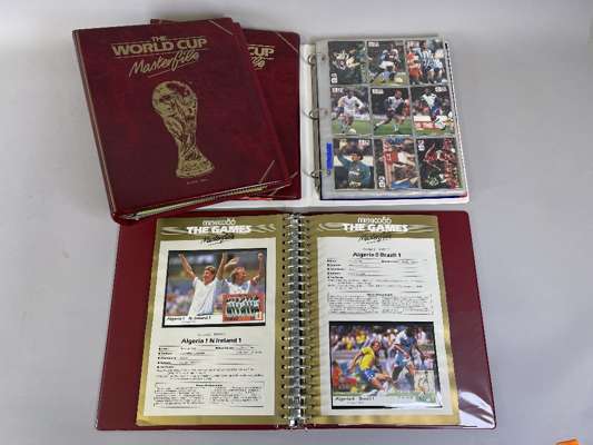 Collection of four Master Files relating to 1986 World Cup in Mexico, 
 includes FDC, Stamps, programmes etc., sold with album pro-set cards 1991, mai